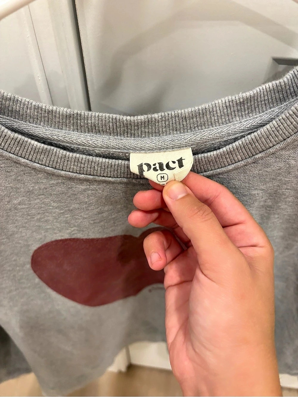 Pact Organic Cotton Fleece Crew Sweatshirt (Watercolor Hearts) in Gray - Picture 4 of 8